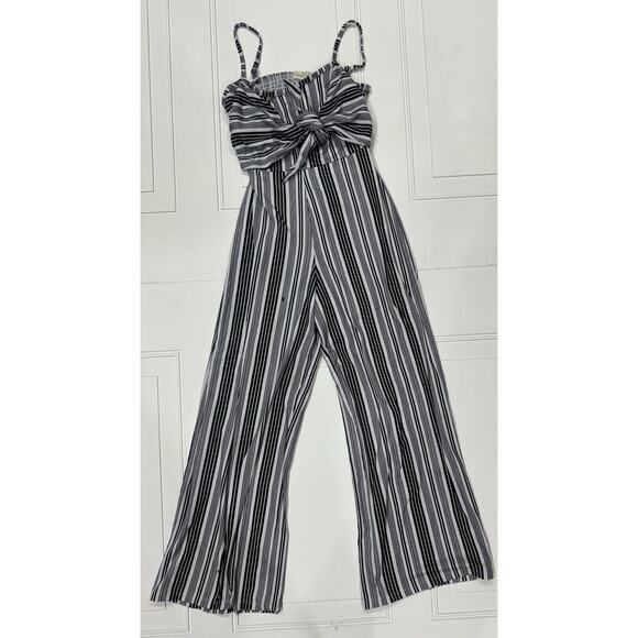 Derek Heart Black and White Striped Jumpsuit - Picture 1 of 9